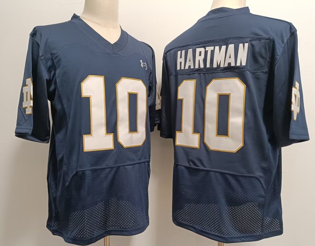 2024 NCAA Men University of Notre Dame #10 Sam Hartman blue nike jerseys style 2